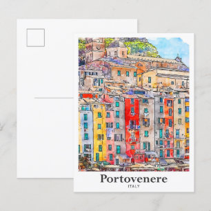 Carte Postale Portovenere Italie Voyage Aquarelle main tirée