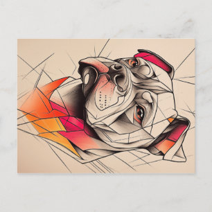 Carte Postale Portrait abstrait de Pit Bull