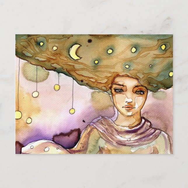 Carte Postale Portrait Abstrait et jolie femme (Devant)