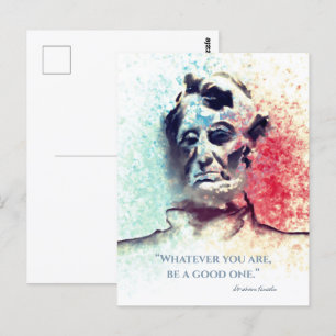 Carte Postale Portrait aquarelle d'Abraham Lincoln en rouge et b