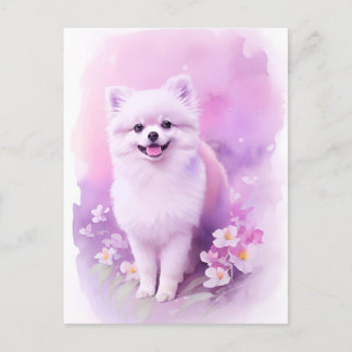 Carte Postale Portrait aquarelle de Pomeranian 1