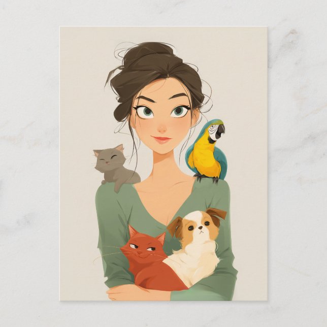 Carte Postale Portrait cosy de Pet Lover (Devant)