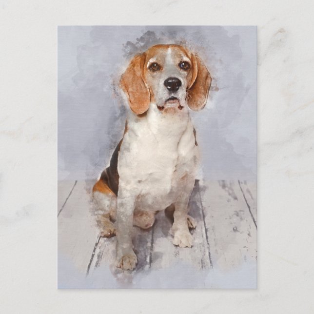 Carte Postale Portrait d'aquarelle Beagle (Devant)