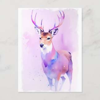 Carte Postale Portrait d'aquarelle de cerfs 3