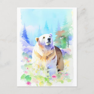 Carte Postale Portrait d'aquarelle de l'ours 5