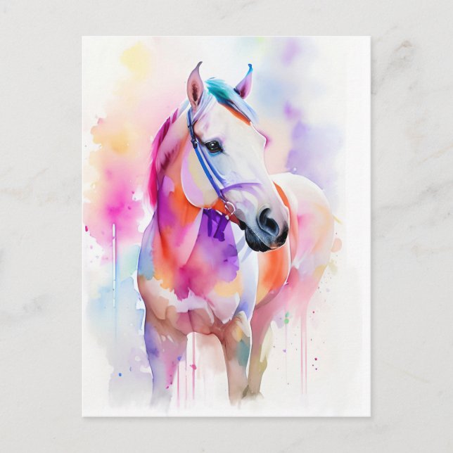 Carte Postale Portrait d'aquarelle du cheval 1 (Devant)
