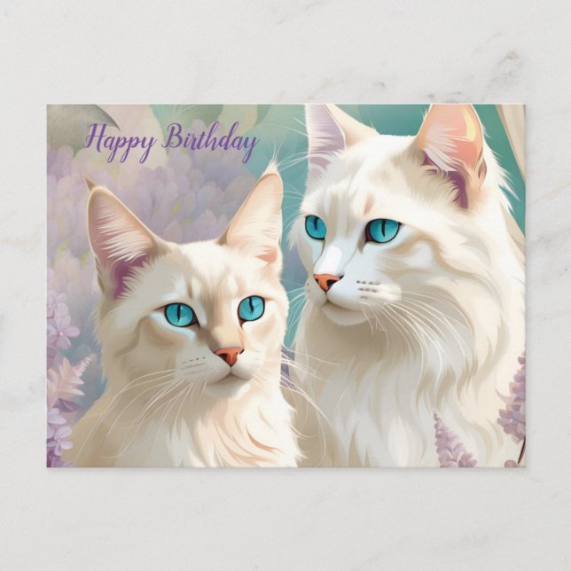 Carte Postale Portrait d'art de chat siamois Lynx Point pour ann (Devant)