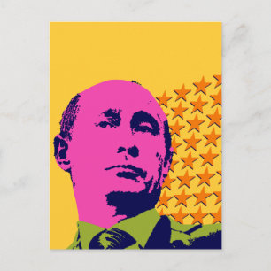Carte Postale Portrait d'art rose Poutine Pop