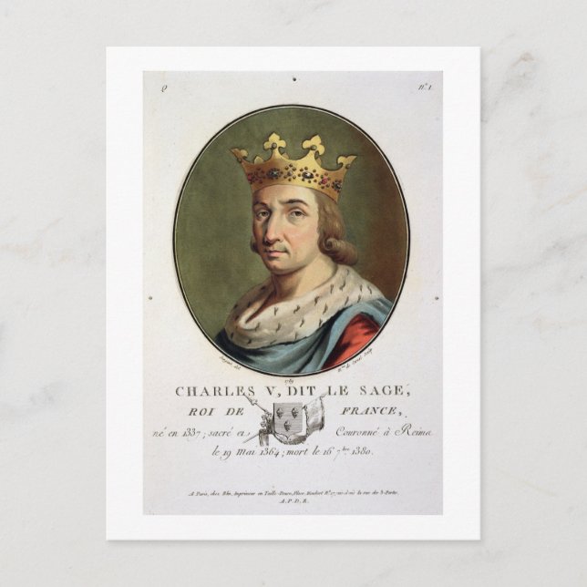 Carte Postale Portrait de Charles V, appelé "Le Sage Roi de F (Devant)