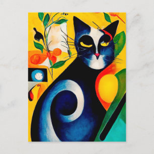 Carte Postale Portrait de chat dans le style expressionniste. Ar