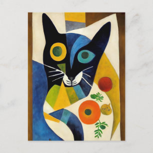 Carte Postale Portrait de chat dans le style expressionniste. Ar