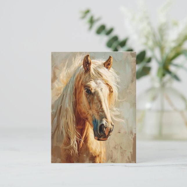 Carte Postale Portrait de cheval Palomino (Debout devant)