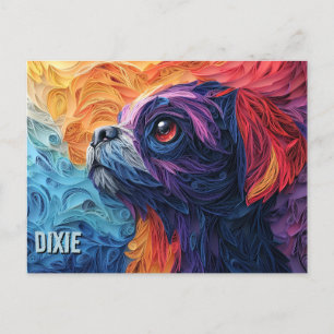 Carte Postale Portrait de chien en papier quilling de Griffon br