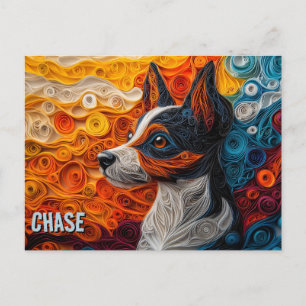 Carte Postale Portrait de chien en quilling en papier de Terrier