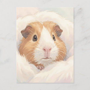 Carte Postale Portrait de cochon d'Inde adorable et duveteux