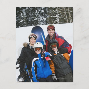 Carte Postale Portrait de famille avec snowboards