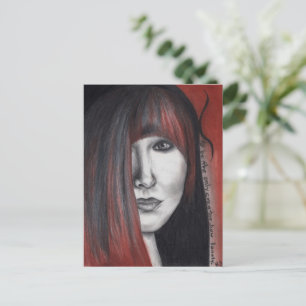 Carte Postale Portrait de femme à la poupée américaine Dessin d'
