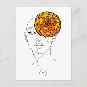 Carte Postale Portrait de fleur de naissance personnalisé d'octo