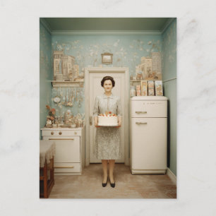 Carte Postale Portrait de gâteau de cuisine vintage
