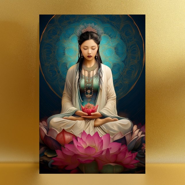 Carte Postale Portrait de haute fréquence de la déesse Quan Yin (Créateur téléchargé)