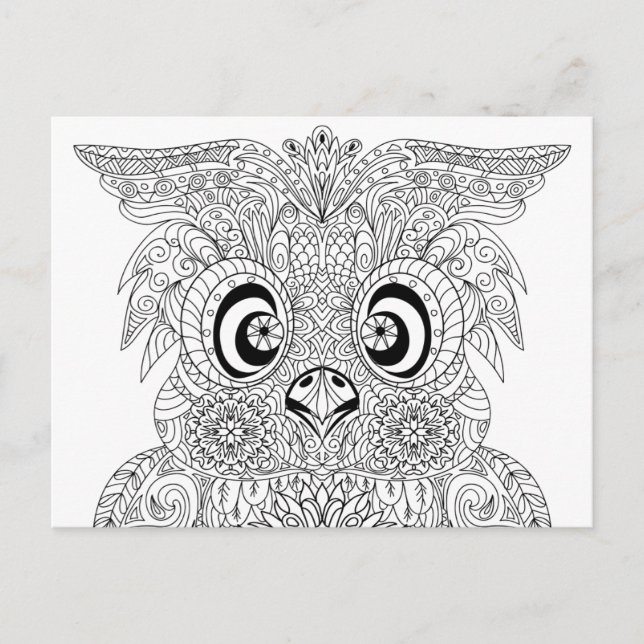 Carte Postale Portrait de hibou inspiré (Devant)