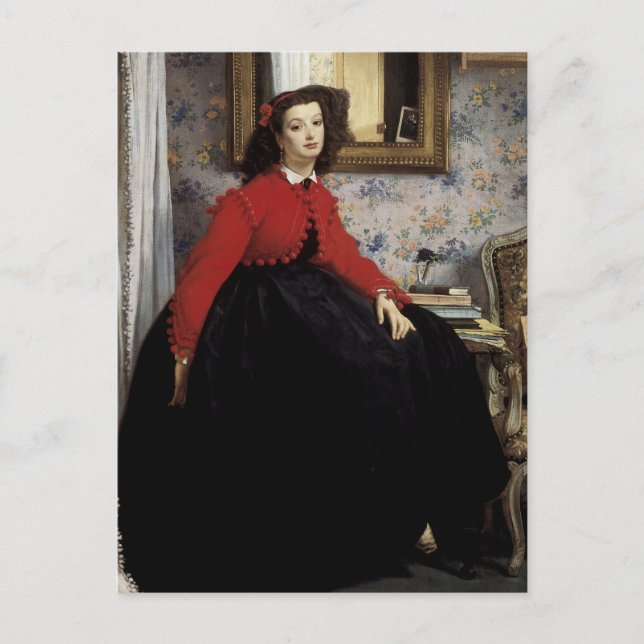 Carte Postale Portrait de Jeune Femme en Veste Rouge (Devant)