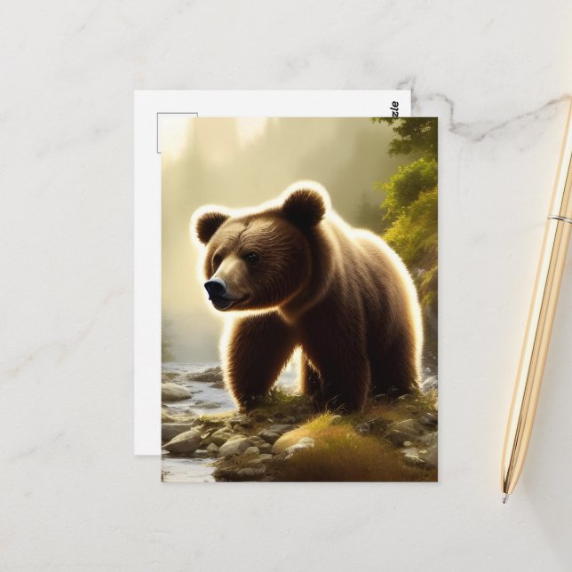 Carte Postale Portrait de la faune de l'ours Brown (Devant/Arrière en situation)