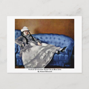 Carte Postale Portrait De Manette Femme Sur Un Canapé Bleu