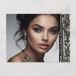 Carte Postale Portrait de mode de l'art féminin