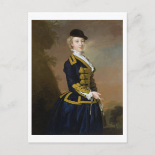 Carte Postale Portrait de Nancy Fortesque portant une ri bleu fo