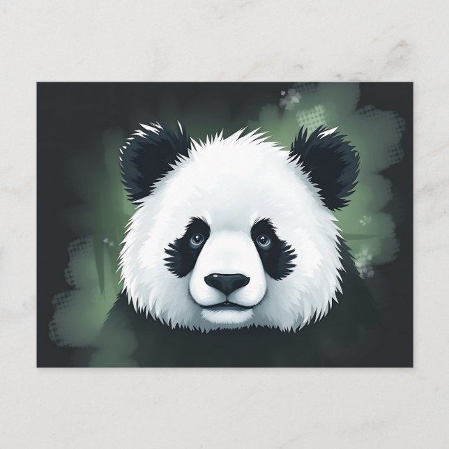 Carte Postale Portrait de panda dans une atmosphère sereine et b (Devant)