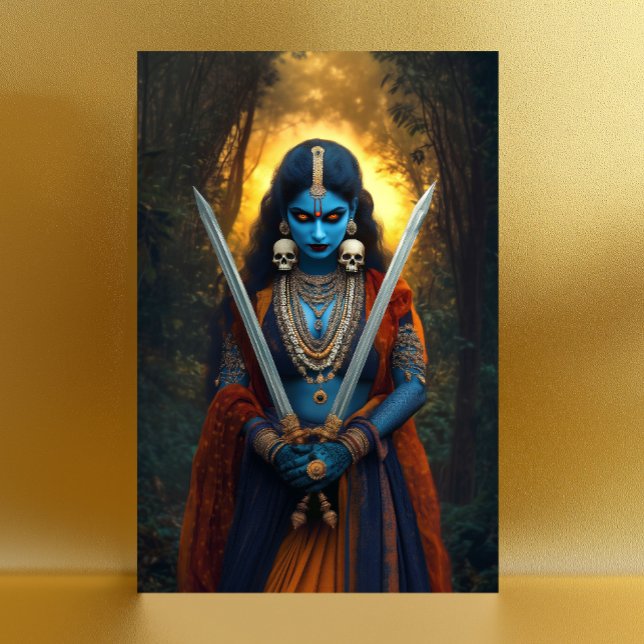 Carte Postale Portrait de peinture de la déesse hindoue Kali Dar (Créateur téléchargé)