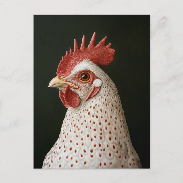 Carte Postale Portrait de poulet tacheté (Devant)