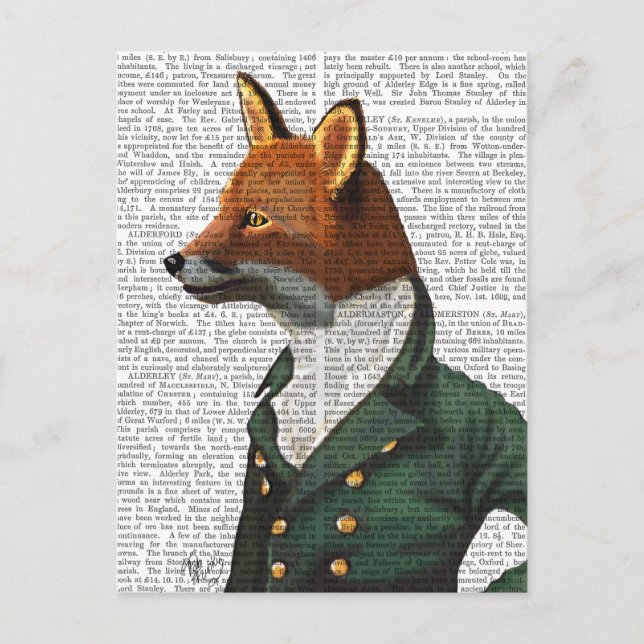 Carte Postale Portrait de renard dandy (Devant)