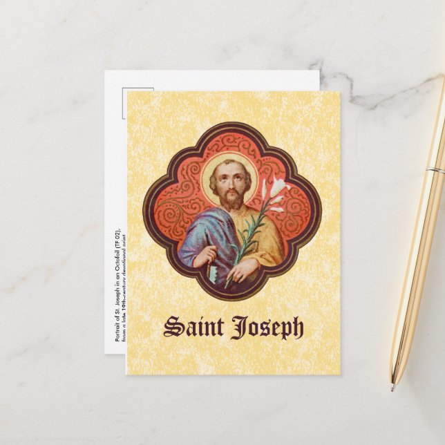 Carte Postale Portrait de Saint-Joseph dans un octofoil (TF 02) (Devant/Arrière en situation)
