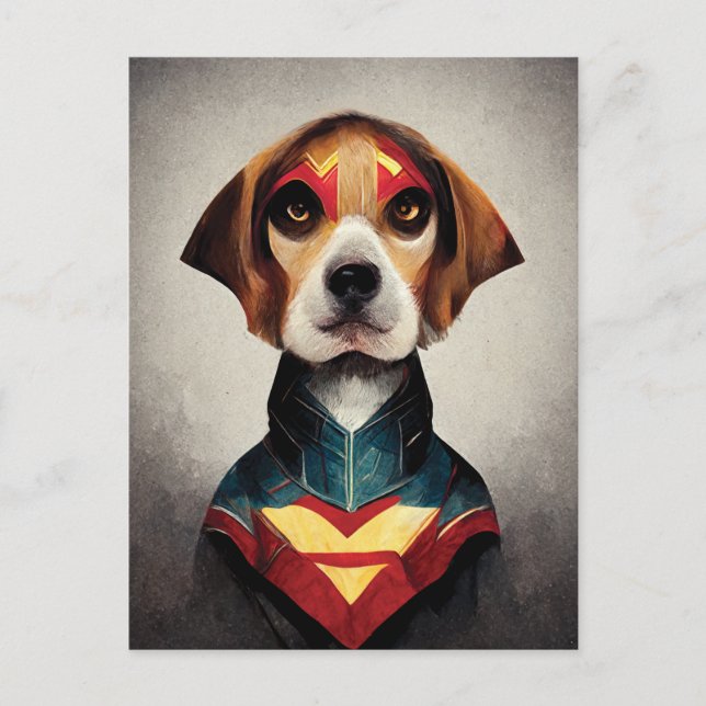 Carte Postale Portrait de Superhero Dog | (Devant)