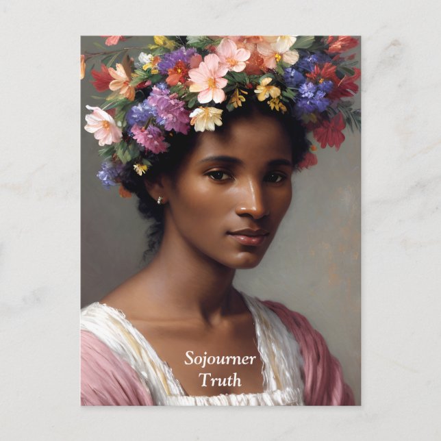 Carte Postale Portrait De Vérité Sojourner Avec Couronne Florale (Devant)