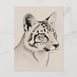 Carte Postale Portrait détaillé du Lynx en ligne art
