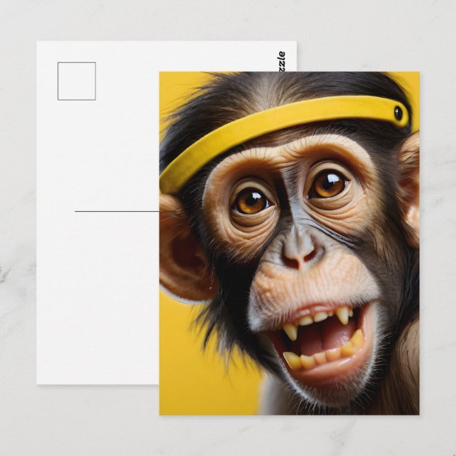 Carte Postale Portrait drôle de singe (Devant / Derrière)