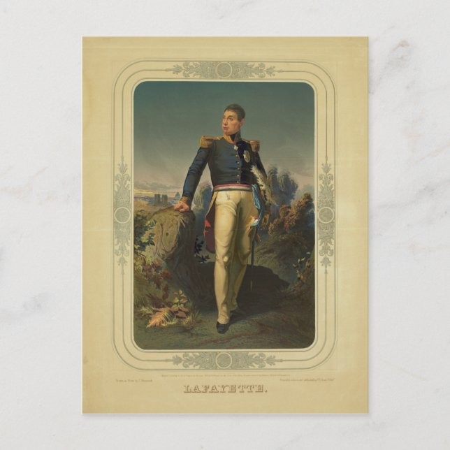 Carte Postale Portrait du Général Marquis de Lafayette (Devant)