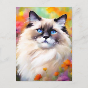 Carte Postale Portrait d'un chat Ragdoll Relax