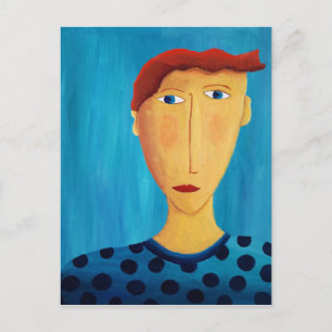 Carte Postale Portrait D'Un Homme Peinture D'Art Contemporain