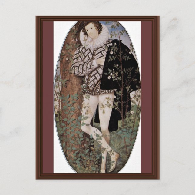 Carte Postale Portrait D'Un Jeune Homme À Oval Rose Par Nichola (Devant)