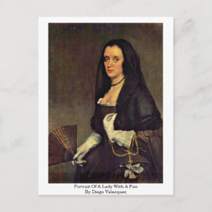 Carte Postale Portrait D'Une Dame Avec Un Ventilateur De Diego V