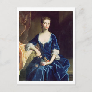 Carte Postale Portrait d'une dame en robe de velours bleu (huile