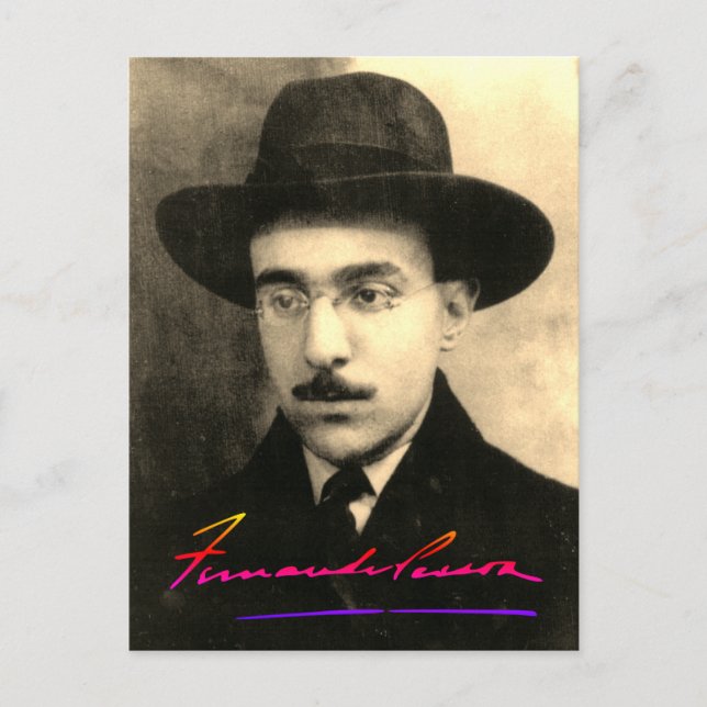 Carte Postale Portrait et signature de Fernando Pessoa (Devant)