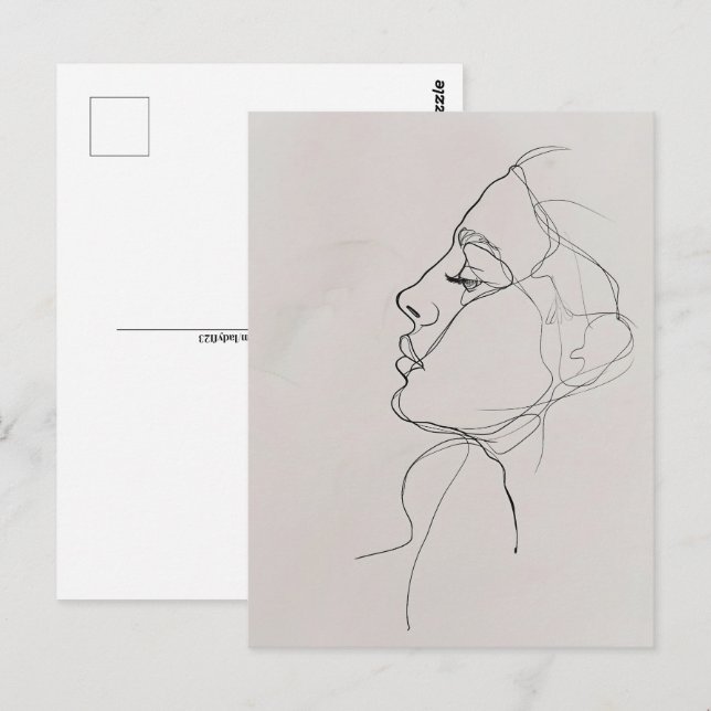 Carte Postale Portrait femme, art en ligne, Post-croisement (Devant / Derrière)