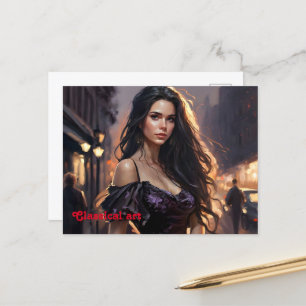 Carte Postale Portrait femme élégante mode art tendance