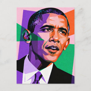Carte Postale Portrait géométrique moderne de Barack Obama