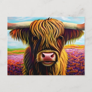 Carte Postale Portrait Highland Cow Art